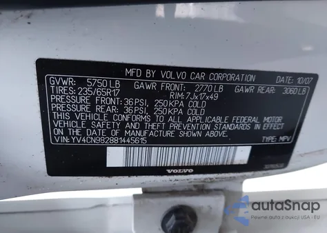 2008 Volvo Xc90 3.2 from USA, damaged, VIN YV4CN982881445615